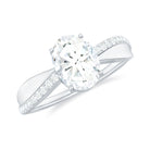 Classic Oval Cut Moissanite Solitaire Engagement Ring in Gold Moissanite - ( D-VS1 ) - Color and Clarity - Rosec Jewels