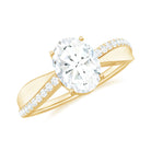 Classic Oval Cut Moissanite Solitaire Engagement Ring in Gold Moissanite - ( D-VS1 ) - Color and Clarity - Rosec Jewels