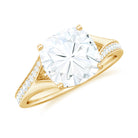 Cushion Cut Moissanite Solitaire Engagement Ring with Split Shank Moissanite - ( D-VS1 ) - Color and Clarity - Rosec Jewels