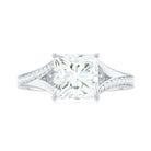 Princess Cut Moissanite Gold Solitaire Engagement Ring in Split Shank Moissanite - ( D-VS1 ) - Color and Clarity - Rosec Jewels