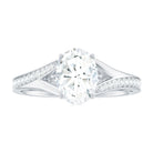 Oval Cut Moissanite Solitaire Engagement Ring with Split Shank Moissanite - ( D-VS1 ) - Color and Clarity - Rosec Jewels
