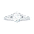 Pear Shape Moissanite Solitaire Engagement Ring with Split Shank Moissanite - ( D-VS1 ) - Color and Clarity - Rosec Jewels