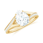 Pear Shape Moissanite Solitaire Engagement Ring with Split Shank Moissanite - ( D-VS1 ) - Color and Clarity - Rosec Jewels