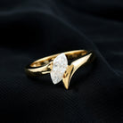 Marquise Cut Certified Moissanite Solitaire Bypass Ring in Gold Moissanite - ( D-VS1 ) - Color and Clarity - Rosec Jewels