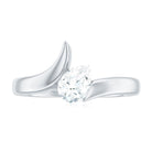 Pear Shaped Certified Moissanite Solitaire Bypass Ring in Gold Moissanite - ( D-VS1 ) - Color and Clarity - Rosec Jewels