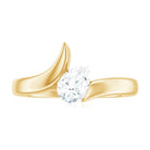 Pear Shaped Certified Moissanite Solitaire Bypass Ring in Gold Moissanite - ( D-VS1 ) - Color and Clarity - Rosec Jewels