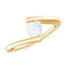 Simple Heart Shape Moissanite Solitaire Bypass Gold Ring Moissanite - ( D-VS1 ) - Color and Clarity - Rosec Jewels