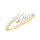 Marquise Cut Moissanite Bypass Engagement Ring with Side Stones Moissanite - ( D-VS1 ) - Color and Clarity - Rosec Jewels