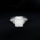 Emerald Cut Moissanite Solitaire Engagement Ring with Bow Moissanite - ( D-VS1 ) - Color and Clarity - Rosec Jewels