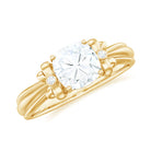 Rosec Jewels-Cushion Cut Moissanite Solitaire Engagement Ring with Bow