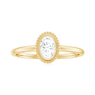 Oval Cut Moissanite Solitaire Gold Engagement Ring in Bezel Setting Moissanite - ( D-VS1 ) - Color and Clarity - Rosec Jewels