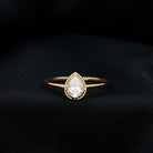 Pear Cut Moissanite Solitaire Gold Engagement Ring in Bezel Setting Moissanite - ( D-VS1 ) - Color and Clarity - Rosec Jewels