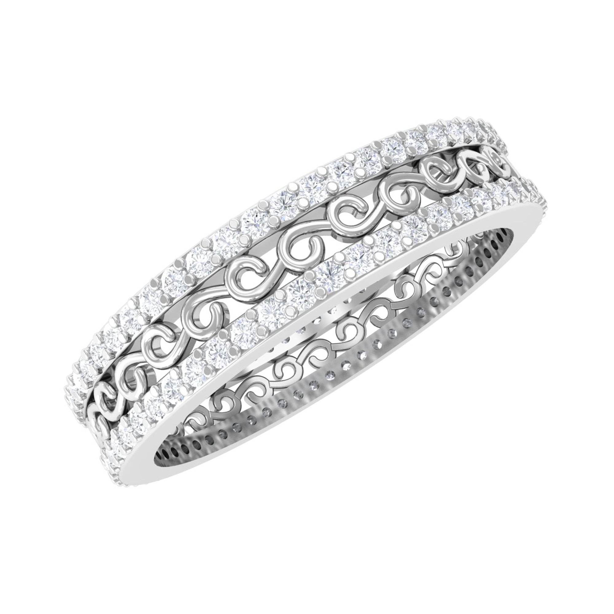 Rosec Jewels-Moissanite Filigree Wedding Band Ring