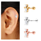 Pear and Round Moissanite Angel Cartilage Earring Moissanite - ( D-VS1 ) - Color and Clarity - Rosec Jewels