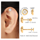 Moissanite Circle Second Hole Earring in Gold Moissanite - ( D-VS1 ) - Color and Clarity - Rosec Jewels