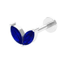 Lab Created Blue Sapphire 2 Stone Leaf Helix Earring Lab Created Blue Sapphire - ( AAAA ) - Quality - Rosec Jewels