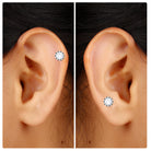 Round Moissanite Crown Earring for Upper Lobe Piercing Moissanite - ( D-VS1 ) - Color and Clarity - Rosec Jewels