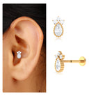 Minimalist Moissanite Teardrop Earring for Helix Piercing Moissanite - ( D-VS1 ) - Color and Clarity - Rosec Jewels