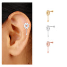 Moissanite Flower Chain Drop Earring for Cartilage Piercing Moissanite - ( D-VS1 ) - Color and Clarity - Rosec Jewels