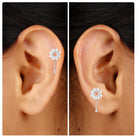 Moissanite Flower Chain Drop Earring for Cartilage Piercing Moissanite - ( D-VS1 ) - Color and Clarity - Rosec Jewels