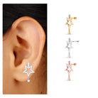 Moissanite Star Dangle Earring for Cartilage Piercing Moissanite - ( D-VS1 ) - Color and Clarity - Rosec Jewels