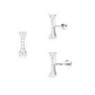 Round Moissanite Dog Bone Earring for Cartilage Piercing Moissanite - ( D-VS1 ) - Color and Clarity - Rosec Jewels