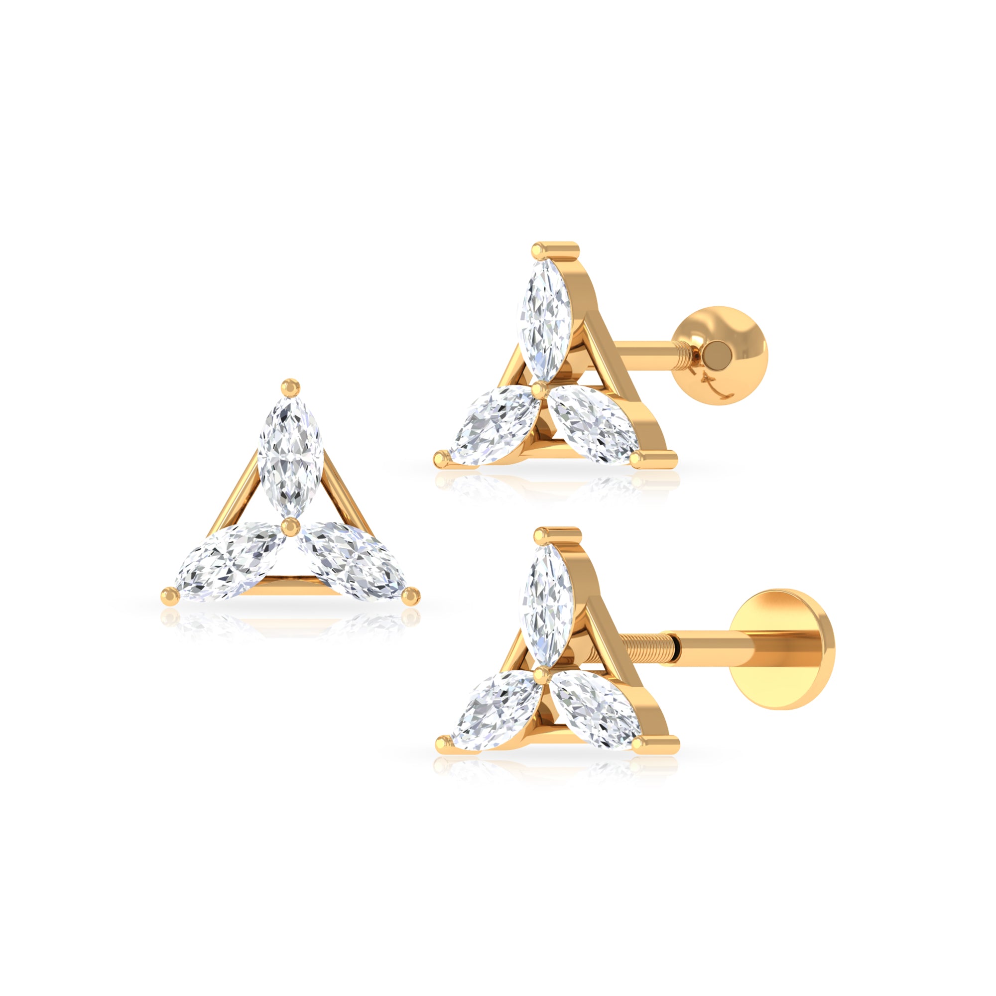 1/4 CT Marquise Moissanite Triangle Earring for Rook Piercing Moissanite - ( D-VS1 ) - Color and Clarity - Rosec Jewels