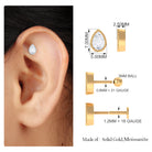 Pear Moissanite Helix Solitaire Earring in Beaded Bezel Setting Moissanite - ( D-VS1 ) - Color and Clarity - Rosec Jewels
