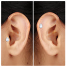 Pear Moissanite Helix Solitaire Earring in Beaded Bezel Setting Moissanite - ( D-VS1 ) - Color and Clarity - Rosec Jewels
