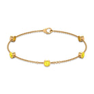 Bezel Set Yellow Sapphire Five Stone Station Chain Bracelet Yellow Sapphire - ( AAA ) - Quality - Rosec Jewels