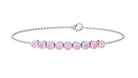 Milgrain Bezel Set Round Pink Sapphire Nine Stone Chain Bracelet Pink Sapphire - ( AAA ) - Quality - Rosec Jewels