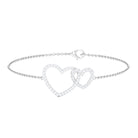 Natural Diamond Interlock Twin Heart Chain Bracelet Diamond - ( HI-SI ) - Color and Clarity - Rosec Jewels