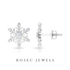 Round Diamond Snowflake Stud Earrings Diamond - ( HI-SI ) - Color and Clarity - Rosec Jewels