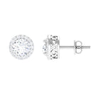 2.25 CT Round Zircon Halo Stud Earring in Gold Zircon - ( AAAA ) - Quality - Rosec Jewels