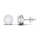 2.25 CT Round Zircon Halo Stud Earring in Gold Zircon - ( AAAA ) - Quality - Rosec Jewels