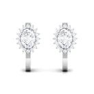 4 CT Oval Cut Zircon Halo Stud Earrings in Gold Zircon - ( AAAA ) - Quality - Rosec Jewels