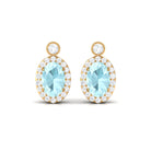 Oval Sky Blue Topaz Halo Stud Earrings with Diamond in Prong Setting Sky Blue Topaz - ( AAA ) - Quality - Rosec Jewels