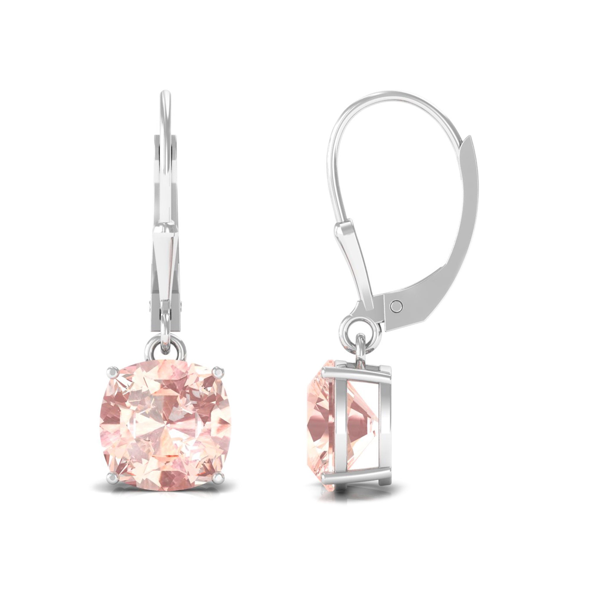 Cushion cut morganite earrings top