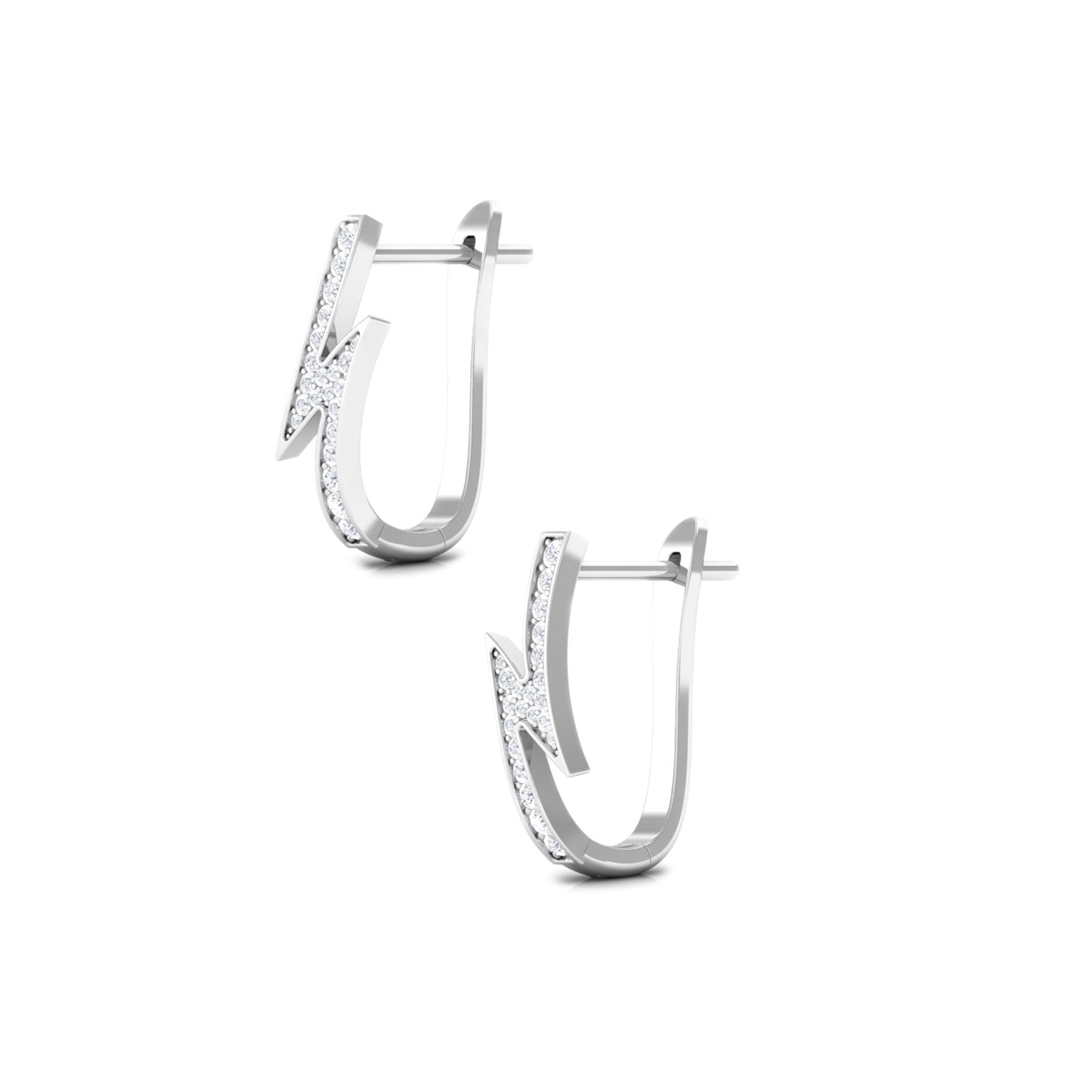 1/2 CT Real Diamond Lightning Bolt Hoop Earrings in Gold Diamond - ( HI-SI ) - Color and Clarity - Rosec Jewels