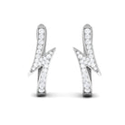 1/2 CT Real Diamond Lightning Bolt Hoop Earrings in Gold Diamond - ( HI-SI ) - Color and Clarity - Rosec Jewels