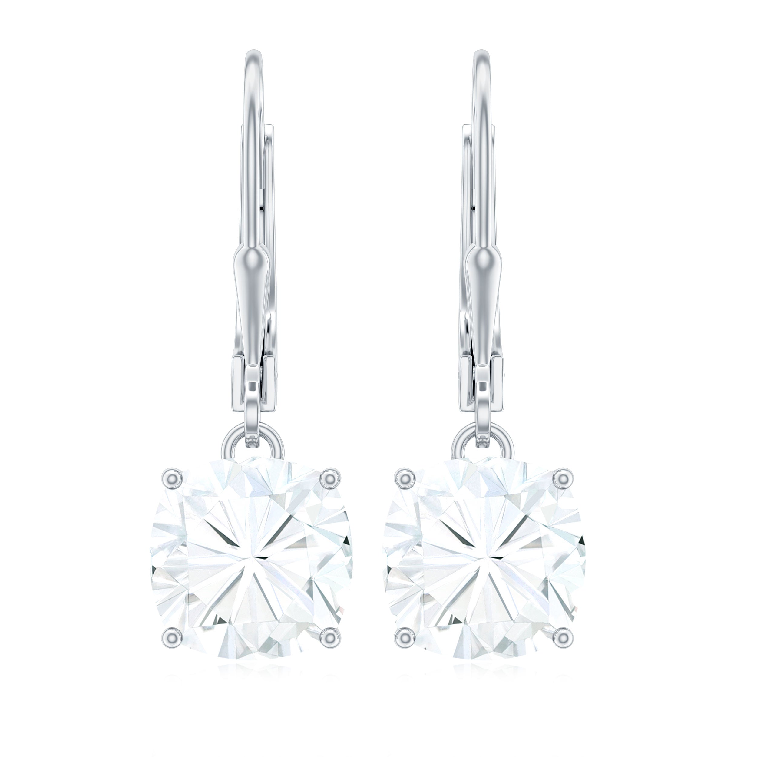 Cushion Cut Moissanite Solitaire Drop Earrings Moissanite - ( D-VS1 ) - Color and Clarity - Rosec Jewels