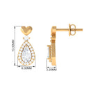 1 CT Zircon and Gold Teardrop Bridal Earrings Zircon - ( AAAA ) - Quality - Rosec Jewels