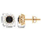 1.75 CT Black Spinel and Diamond Classic Halo Stud Earrings Black Spinel - ( AAA ) - Quality - Rosec Jewels