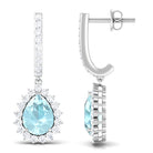 3.25 CT Sky Blue Topaz Teardrop Hoop Earrings with Moissanite Sky Blue Topaz - ( AAA ) - Quality - Rosec Jewels