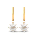 Classic Freshwater Pearl and Diamond Drop Earrings with Lever Back Freshwater Pearl - ( AAA ) - Quality - Rosec Jewels