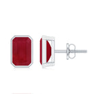 Solitaire Ruby July Birthstone Stud Earrings Ruby - ( AAA ) - Quality - Rosec Jewels