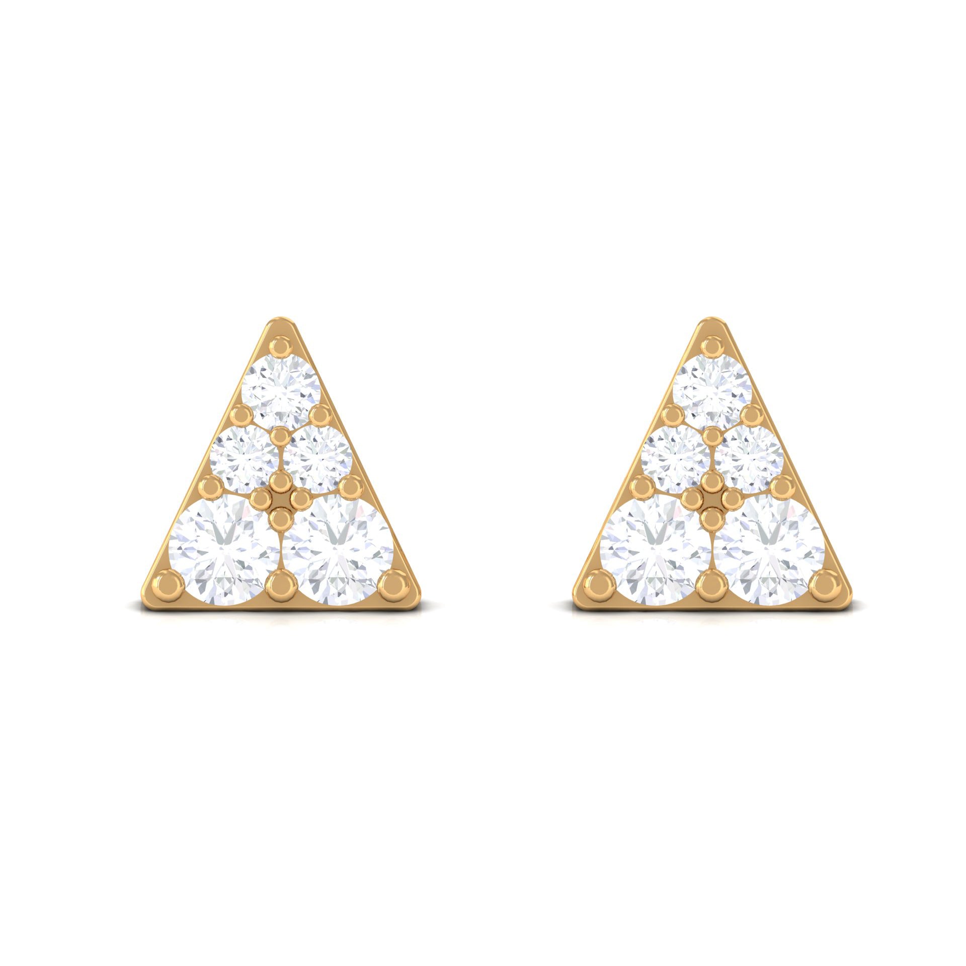 1/4 CT Natural Diamond Triangle Stud Earrings in Gold Diamond - ( HI-SI ) - Color and Clarity - Rosec Jewels