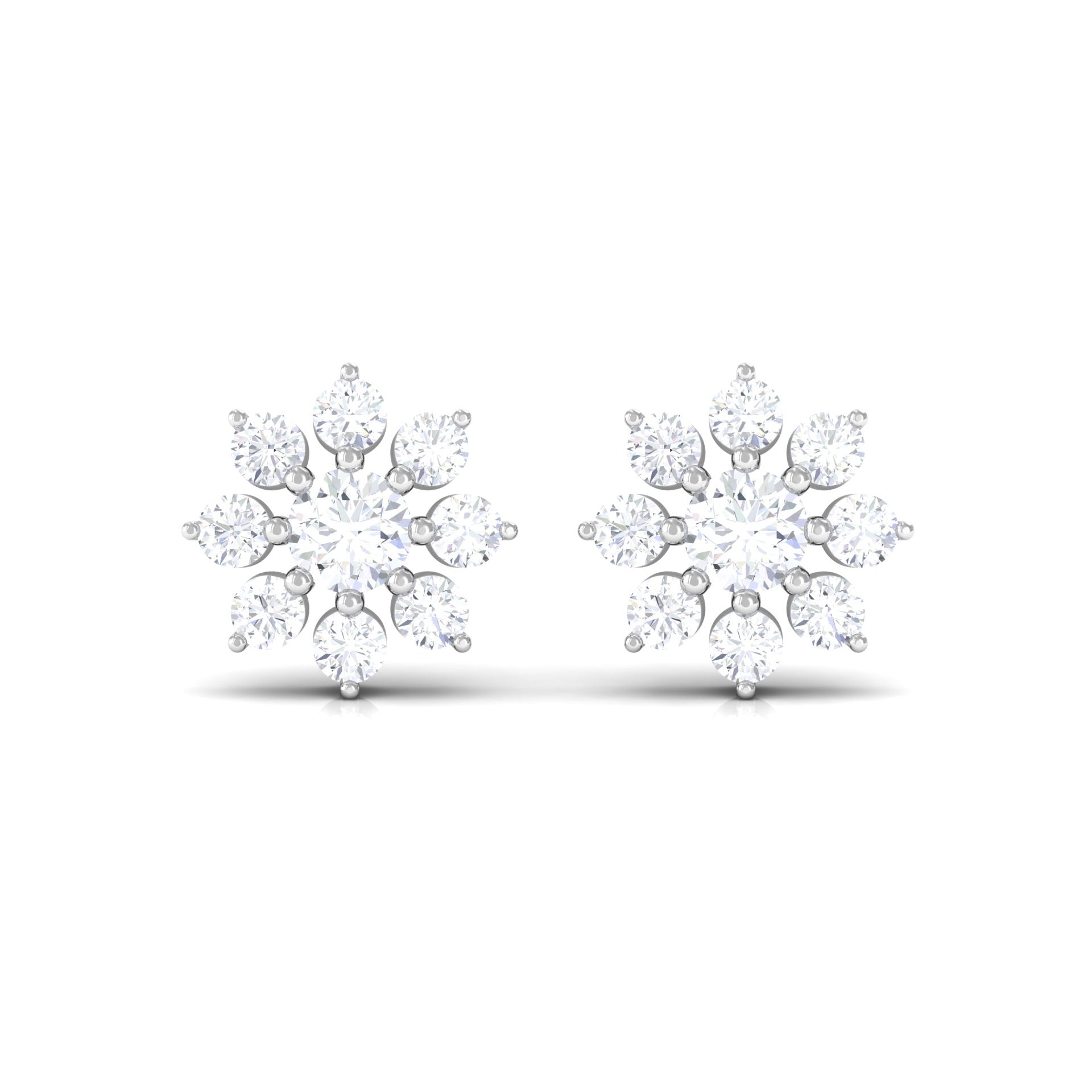 1/4 CT Natural Diamond Flower Stud Earrings in Gold Diamond - ( HI-SI ) - Color and Clarity - Rosec Jewels