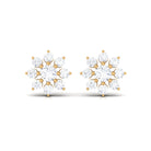 1/4 CT Natural Diamond Flower Stud Earrings in Gold Diamond - ( HI-SI ) - Color and Clarity - Rosec Jewels