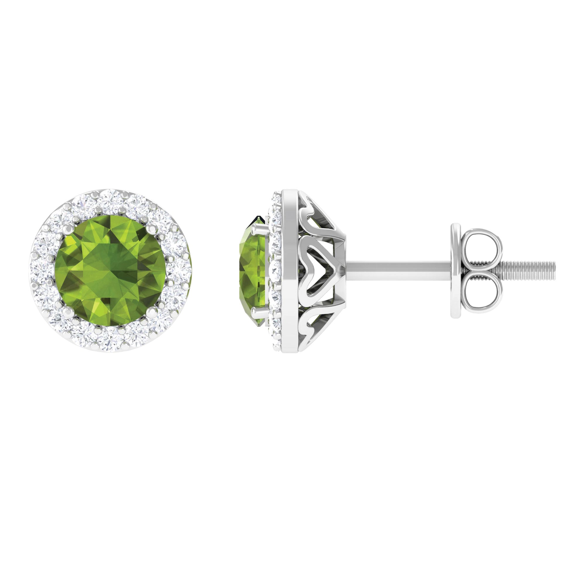 Peridot, Gemstone, Tourmaline, Sterling Silver, Rose Gold Accent, Stud high quality Earrings